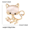 Cat Eye Cat Brooch Acorn Silver Gold Metal Cute Pin view 7