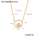 Double Circle Zircon Necklace Bracelet Ring Jewelry Set view 9