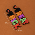 Seed Bead Trick Or Treat Halloween Word Drop Earrings view 2