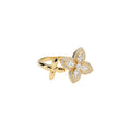 Open Four-Petal Zircon Flower Rings Gold and Silver view 5
