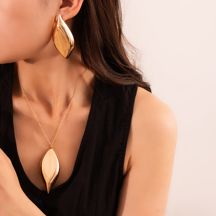 Gold and Silver Leaf Earring and Pendant Necklace Sets