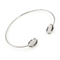 Slim Open Cuff Bracelets with Round End Pads in Two Styles view 2