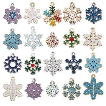 Colorful Snowflake Metal Charms with 20 Listed Options