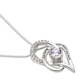 Silver Tone Layered Heart Pendant Necklace With Clear Stones view 3