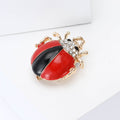 Red and Black Enamel Ladybug Brooch With Crystal Head view 2