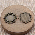 Ornate Round Cabochon Tray In Antique Silver And Antique Bronze For Jewelry Making view 4