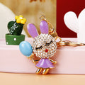 Jeweled Dress Rabbit Holding a Balloon Keychains in Four Colors view 3