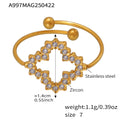 Open Stack Rings Zircon Pearl Flower Heart Leaf Gold Steel view 10