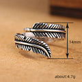 Antique Silver Tone Double Feather Adjustable Wrap Ring view 4