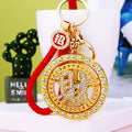 Rotating Chinese Character Medallion Keychains with Braided Loop Options view 2