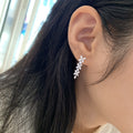 Marquise Clear Stone Leaf Vine Long Earrings Silver Tone view 4