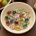 Gold Tone Chain Necklaces With Twelve Oval Birthstone Pendants view 4