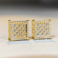 Square Clear CZ Micro Pave Stud Earrings Two Metal Tones view 6
