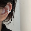 Silver Tone Crystal Cross Ear Cuff for One Ear Jewelry Design view 1