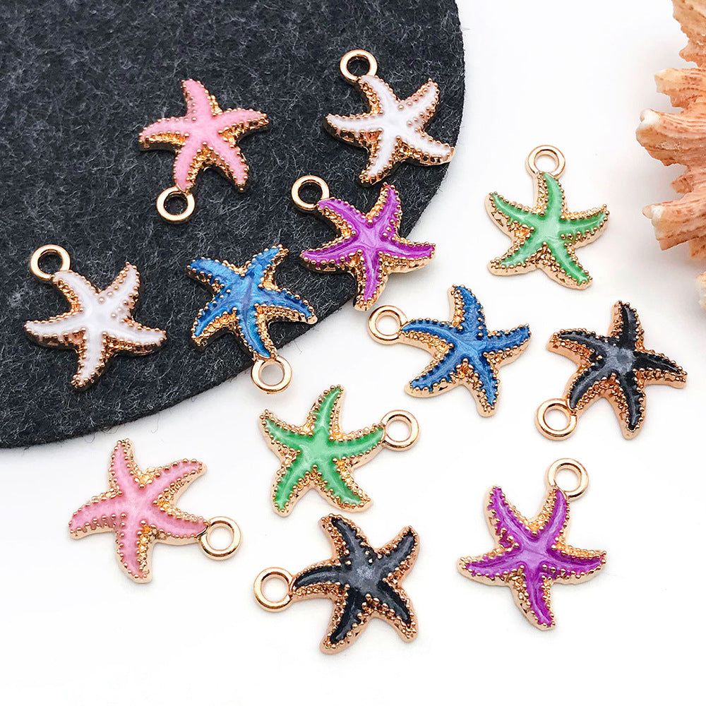 Enamel Zinc Alloy Starfish Ocean Charm Pendant for DIY Bracelet Necklace Earring Keychain
