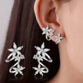 Double Flower Wrap Stud Earrings Rose Gold White Gold view 1