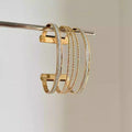 Gold Multi Band Open Cuff Bracelet Glitter Twist Wire Bars view 6