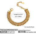 Woven Cuban Chain Necklace Bracelet Set Gold Steel view 8