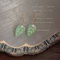Mint Green Glass Leaf Hook Earrings Clear Crystal Accent view 3