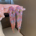 Color Gradient Crystal Fringe Earrings in Three Designs view 6