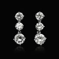 Silver Three Stone Clear Round Drop Earrings Alloy view 2