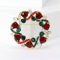 Round Crystal Leaf Wreath Brooch in Four Color Combinations view 4