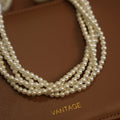Five Strand Twisted Cream Pearl Choker Necklace Gold Clasp view 4