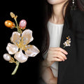 Flower Crystal Metal Brooch Pin 5.4 x 3 cm for Jackets and Lapels view 3
