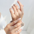 Gold Thin Band Solitaire Ring Clear Six-Prong Stone view 1