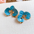 Orchid Enamel Flower Stud Earrings Open Rings Ten Styles view 10
