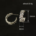 Crystal Leaf Climber Huggie Earrings in Silver Tone view 4