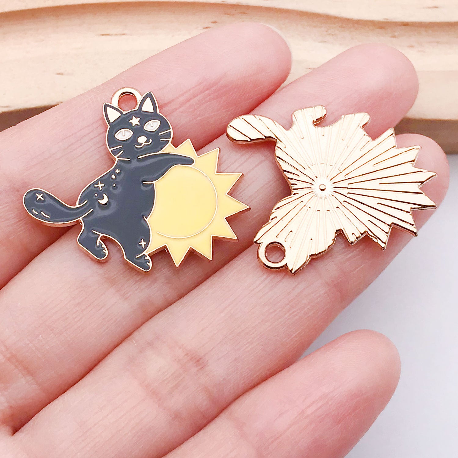 Enamel Zinc Alloy Skull Cat Halloween Charm Pendant for DIY Earrings Necklace Keychain