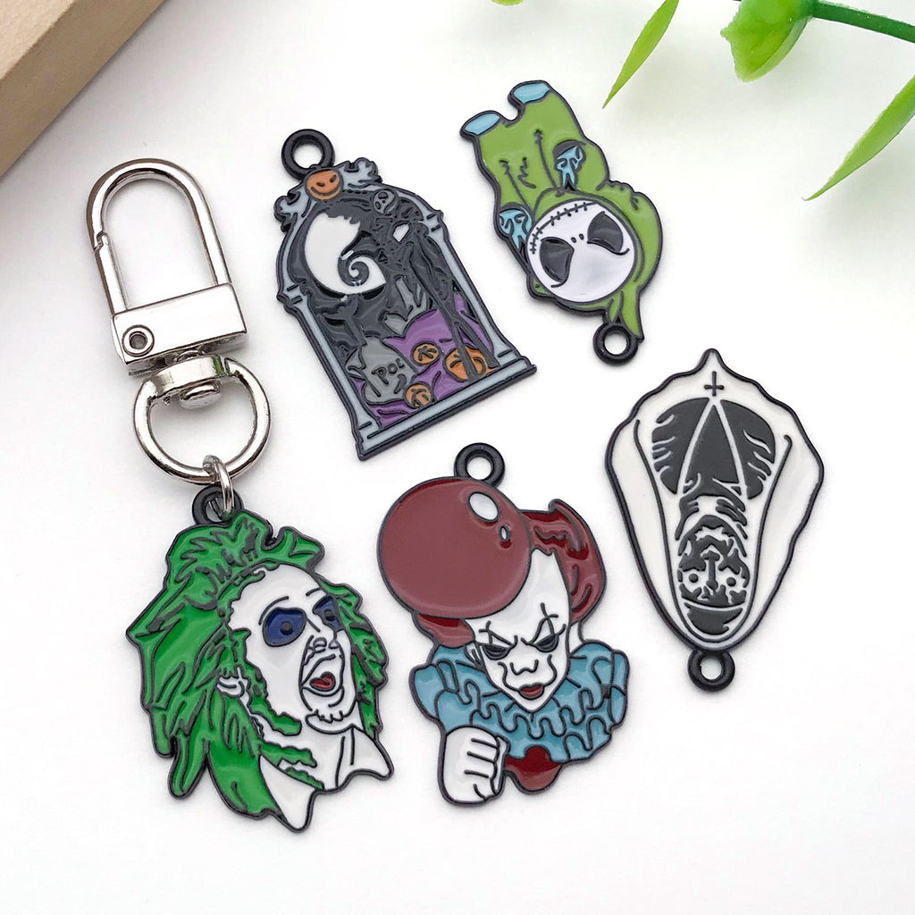 Enamel Zinc Alloy Halloween Skull Devil Charm Pendant for DIY Necklace Keychain Jewelry