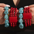 Natural Stone Laughing Buddha Bead and Red Multi Strand Bracelets view 3