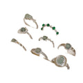 Silver Green Round Cabochon Open Rings Two CZ Styles view 5