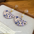 Blue Floral Fan and Pearl Drop Stud Earrings with Detailed Finish view 4