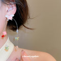Colorful Floral Beaded Oversized Hoop Stud Earrings view 3