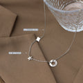 Star Flower Circle Charm Station Necklace Gold Steel Rose view 2