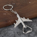 Airplane Bottle Opener Keychain in Silver and Gold Tone view 2