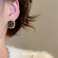 Leopard Print Square Stud Earrings With Gold Tone Frames view 4