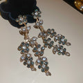 Gray Crystal Branch Chandelier Earrings With Floral Drops view 6