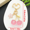 Pink Cherry Strawberry and Blossom Metal Clasp Keychain Set view 8