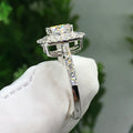 Silver Tone Square Double Halo Statement Ring With Polished Clear Stone Detail view 4