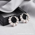 Gold-Tone Small Hoop Earrings With Graduated Pearl Fringe view 2