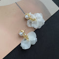 Pearl Look Top and White Translucent Flower Drop Earrings view 3