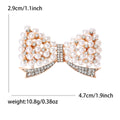 Pearl and Crystal Bow Brooch in Two Metal Tones Jacket and Scarf Accessory view 4