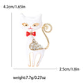 Bow Tie Cat Crystal Brooch in Black and White Enamel view 7