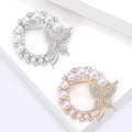 Pearl Crystal Wreath Butterfly Brooch Gold and Silver view 3