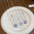 Round Floral Crystal Pendant Necklaces in Three Colors view 3