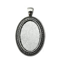 Beaded Oval Cabochon Pendant Settings in Two Antique Finishes view 1